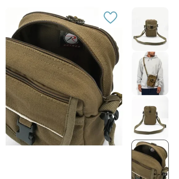 UO Unisex Rothco Classic Canvas Passport Travel Bag in Olive Moss - Picture 2 of 11